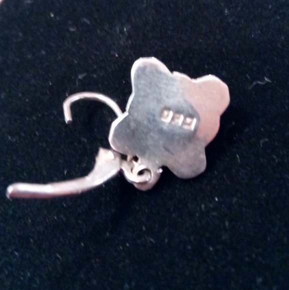 Sterling Earrings with Amber Stone - Picture 3 of 4